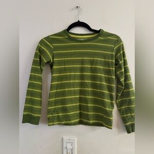 L.L. Bean Kids Long Sleeve Shirt - Green and Yellow Stripes